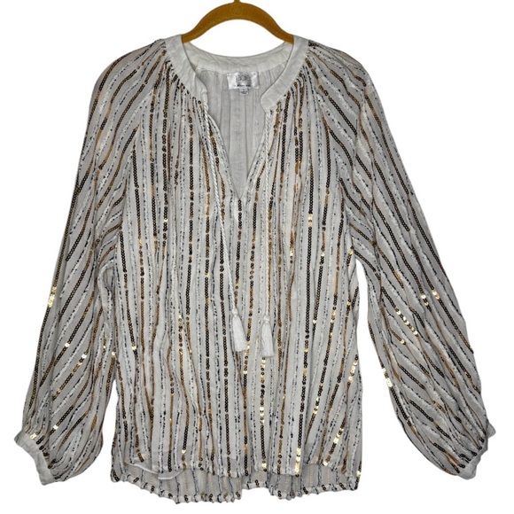 Johnny Was Jade Eden Sequin Top | Size Large - Picture 3 of 10